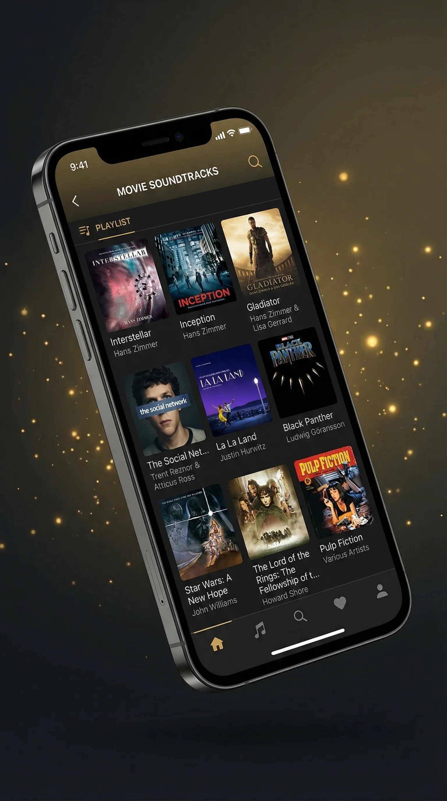 玩偶姐姐移动端APP界面展示，显示电影原声带专辑列表