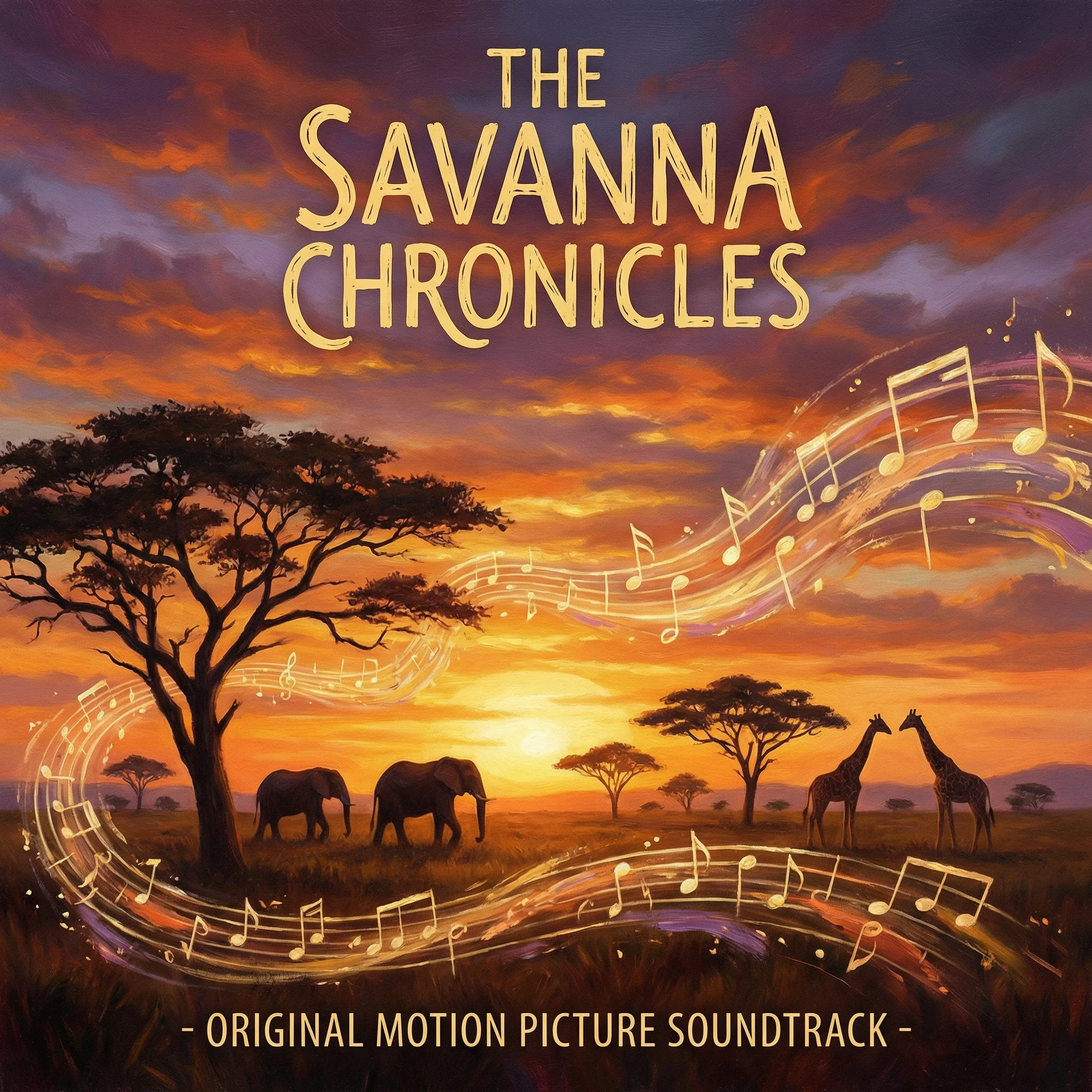 狮子王电影原声带专辑封面，非洲草原日落音乐主题